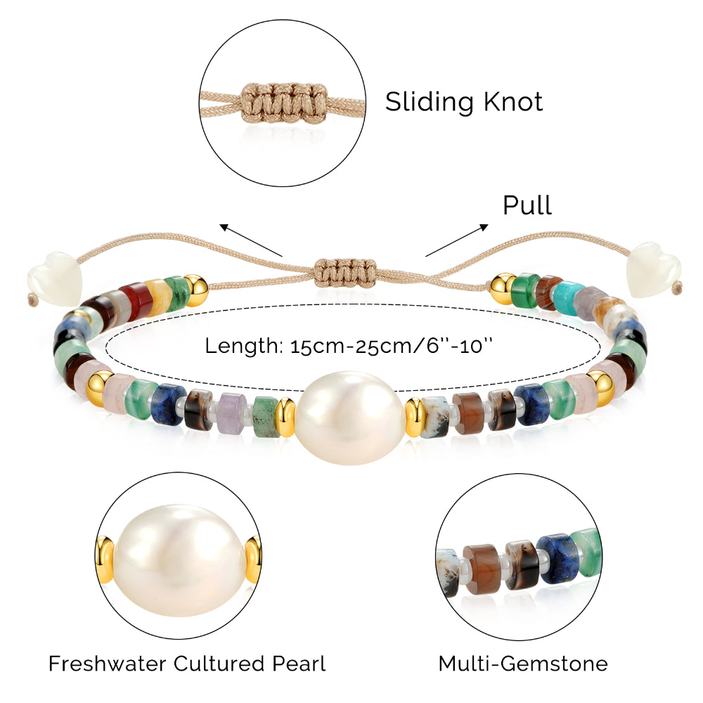 Adjustable Healing Crystal Bracelet Natural Multi-stones Beads with Irregular Pearl