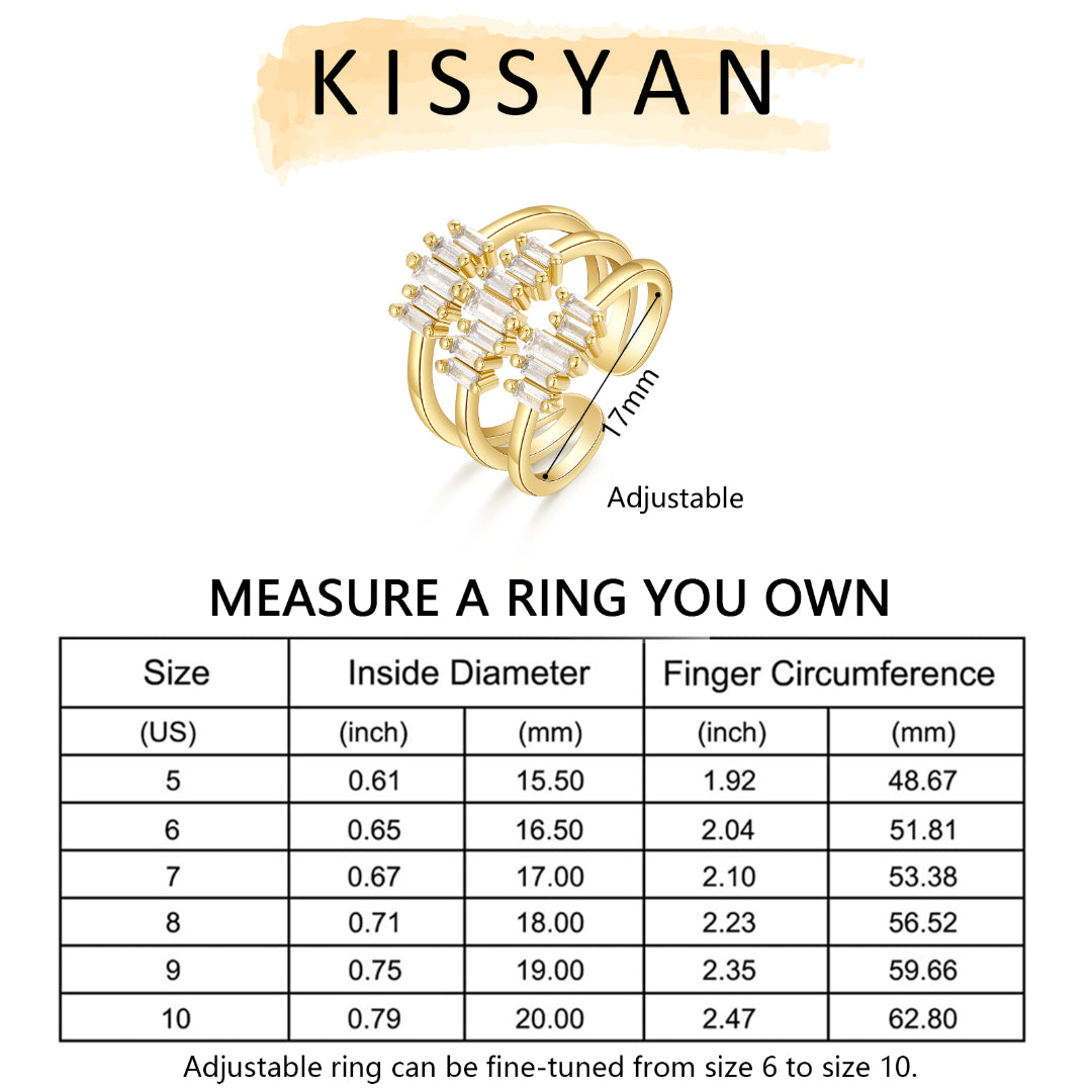 Adjustable Statement Irregular Geometric Chunky Finger Rings-Triple CZ