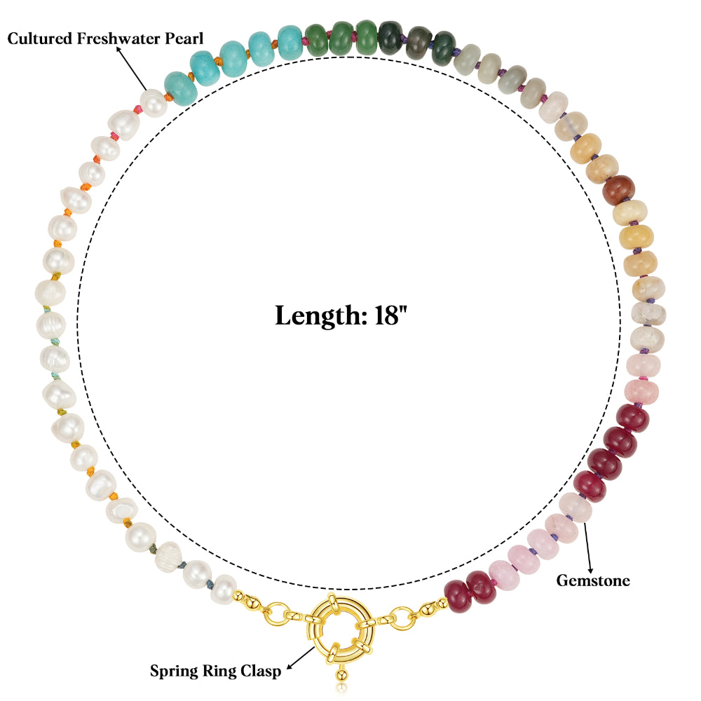 Natural Beaded Colorful & Freshwater Pearl Choker Necklace