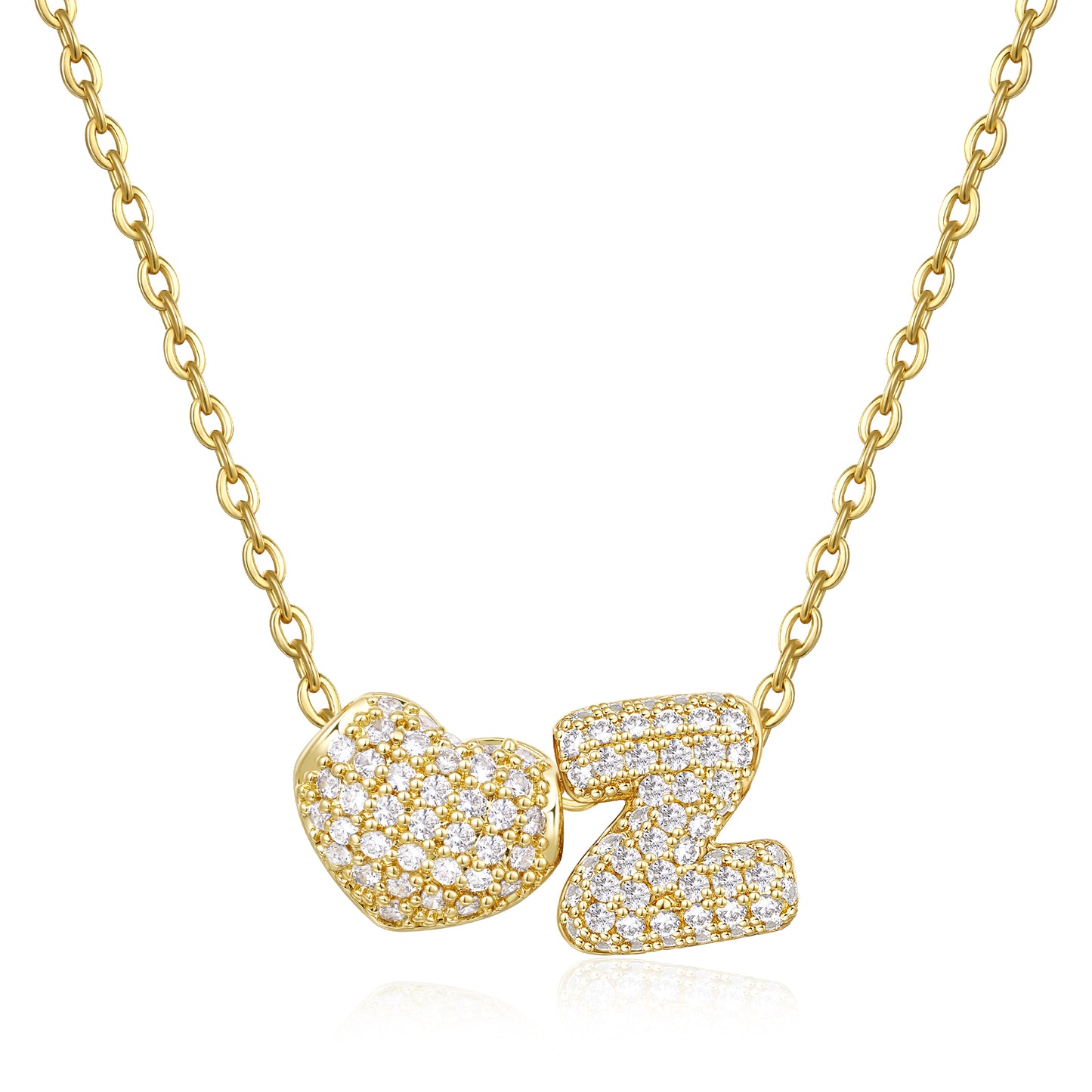 Bubble Heart Initial Necklaces