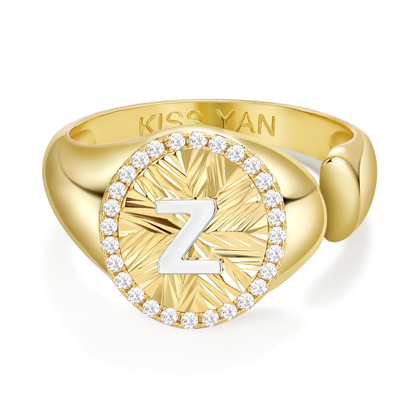 14k Gold Plate Initial Adjustable Letter Ring