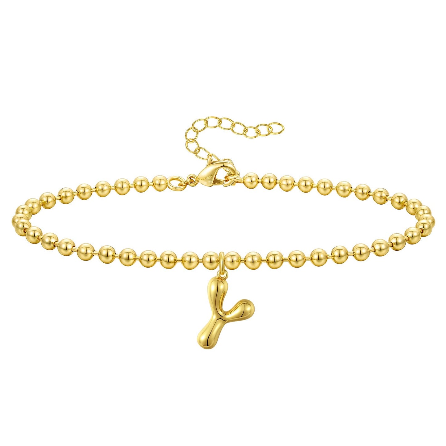 Gold Plated Beaded Initial Bracelets