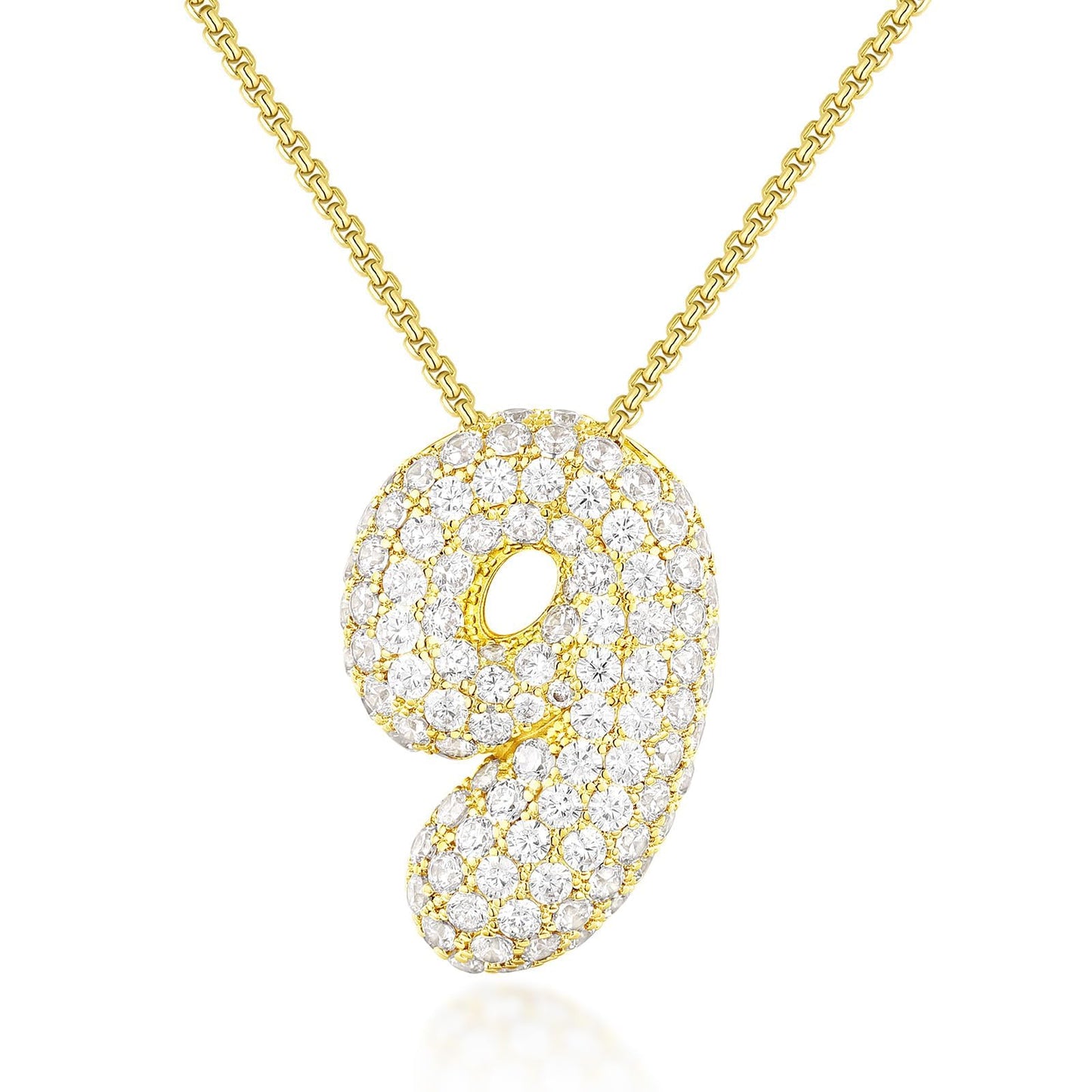 Bubble Number Pendant Necklaces