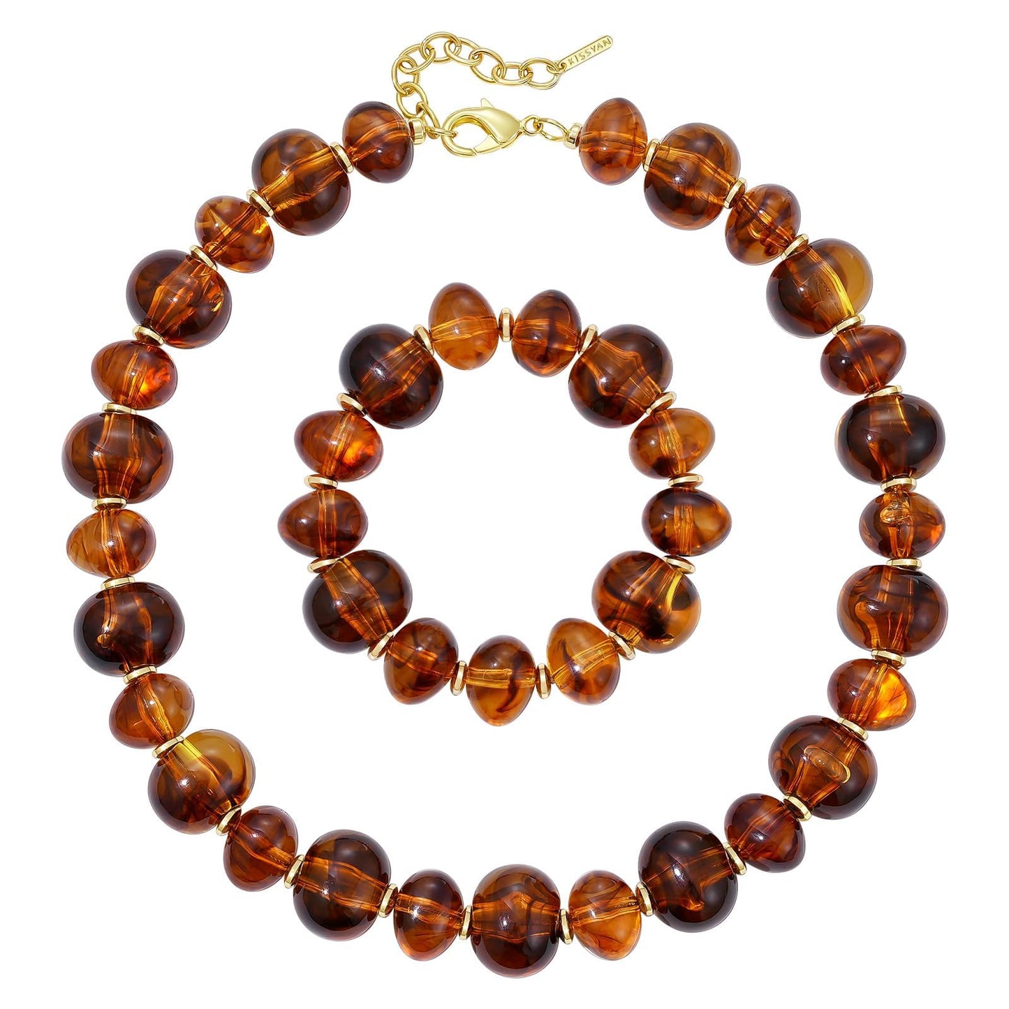 Chunky Translucent Resin Beaded Necklaces and Bracelet Set