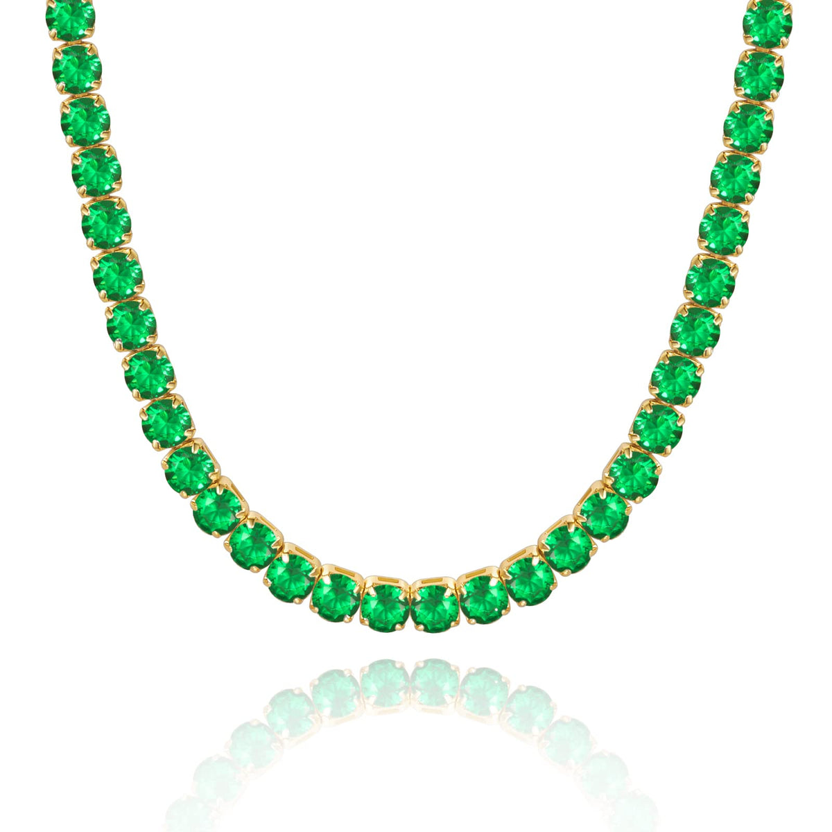 14K Gold Tennis Necklace CZ Baguette Tennis Chain
