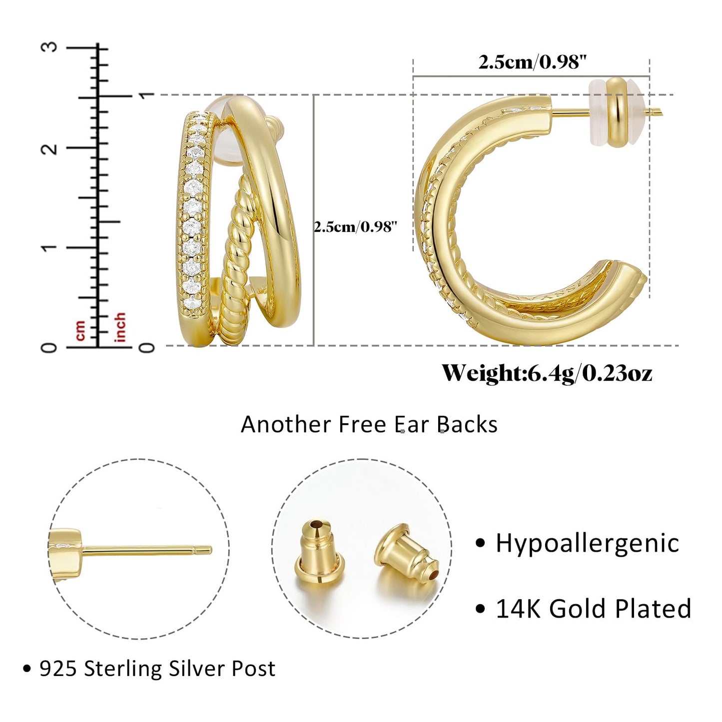 C Shape Wrap Hoops Earrings