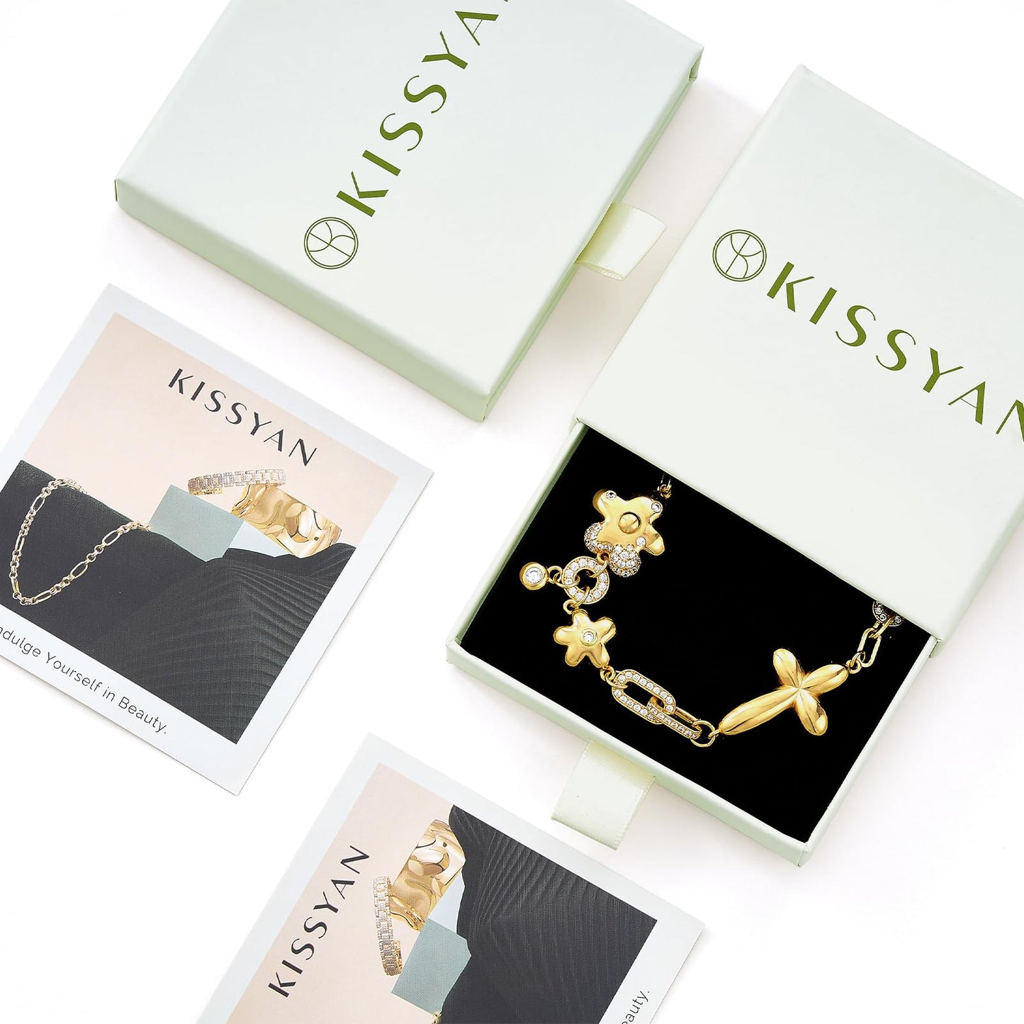 Gold Cross Flower Charm Bracelets