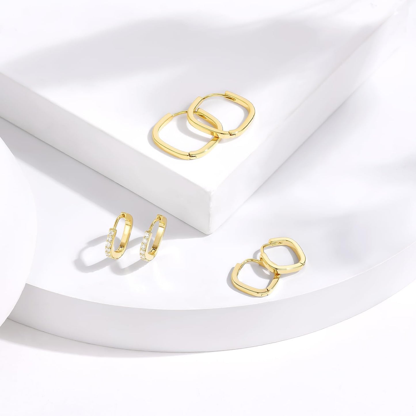 Gold Plated Huggie Earrings Set