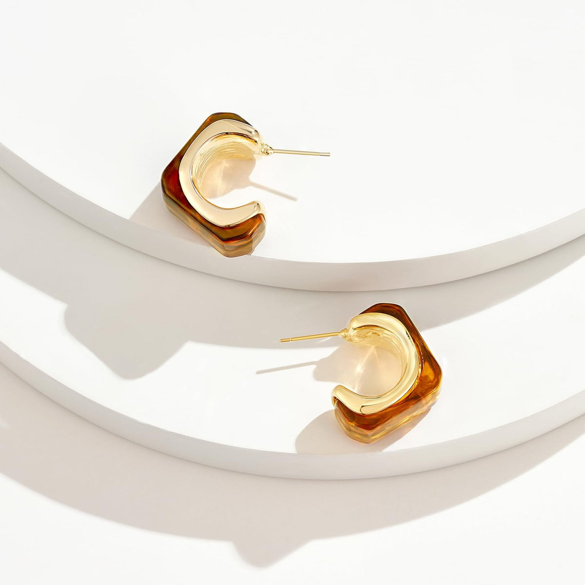 Acrylic Drop Earrings for Women, Chunky Resin Hoop