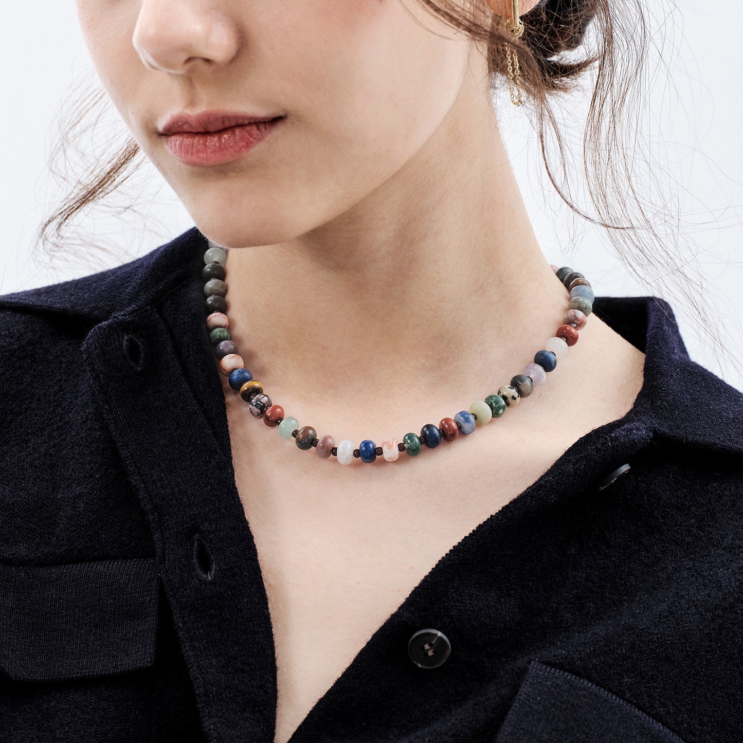 Colorful Beaded Boho Choker Natural Stone Necklaces