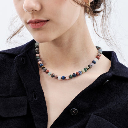 Colorful Beaded Boho Choker Natural Stone Necklaces