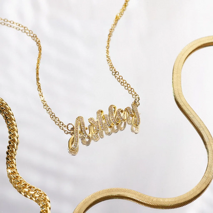 Sterling Silver Dimensional Name Necklace