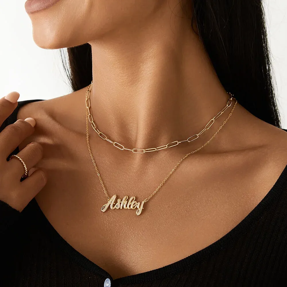 Sterling Silver Dimensional Name Necklace