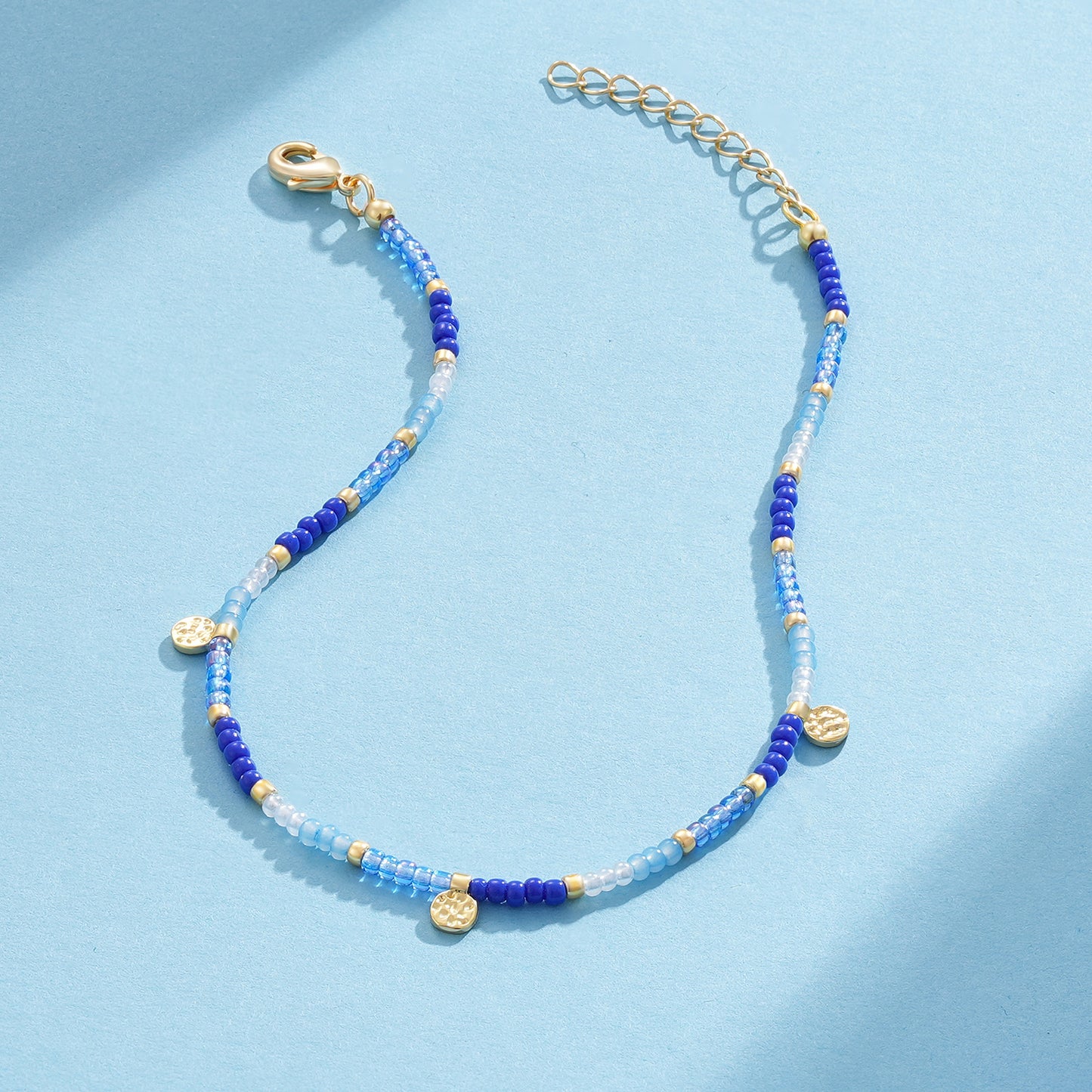Beaded Ankle Bracelet with Charm, Waterproof Gift for Women
