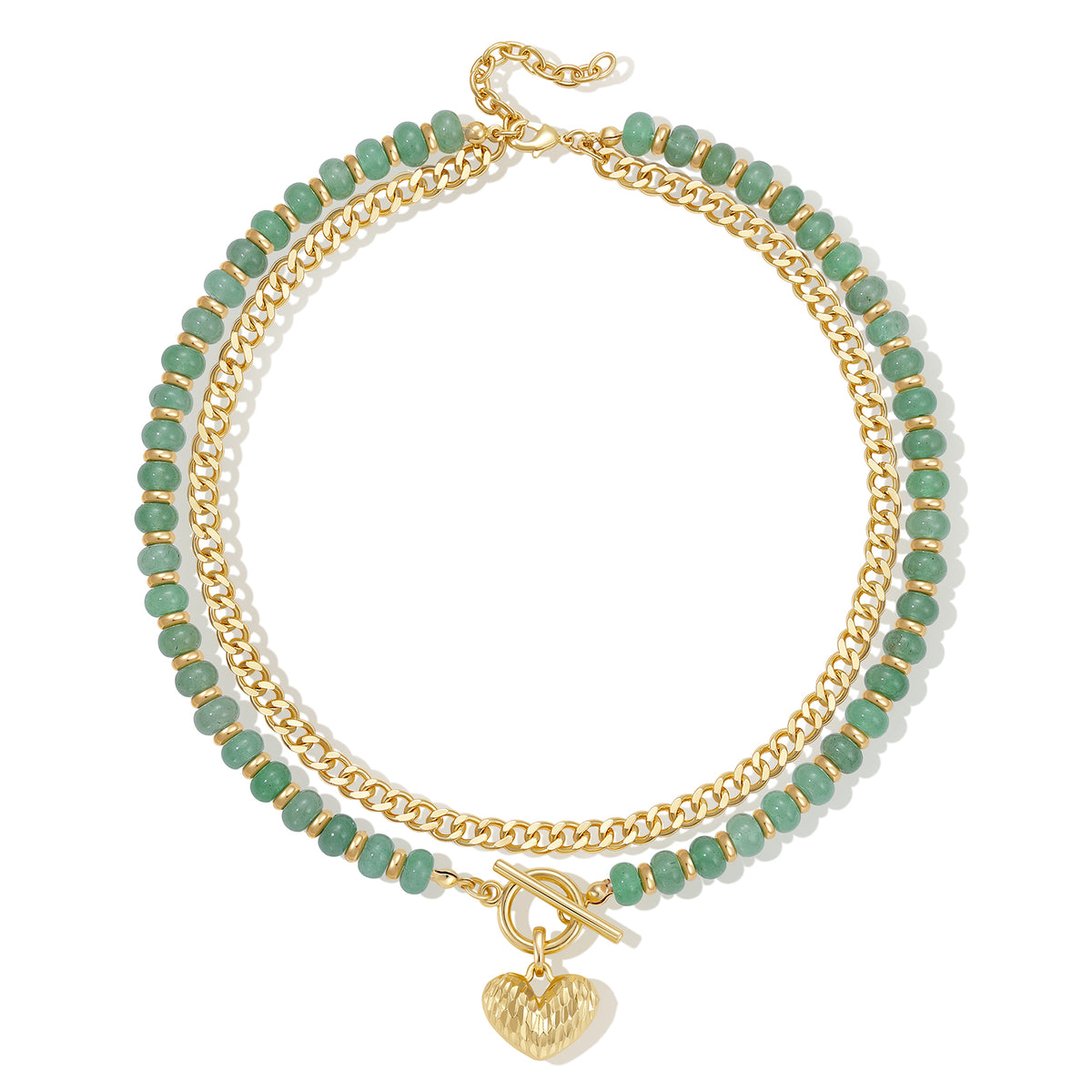 Layered Beaded Necklaces with Heart Pendant