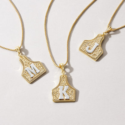 KISSYAN Letter Pendant CowTag Initial Necklace
