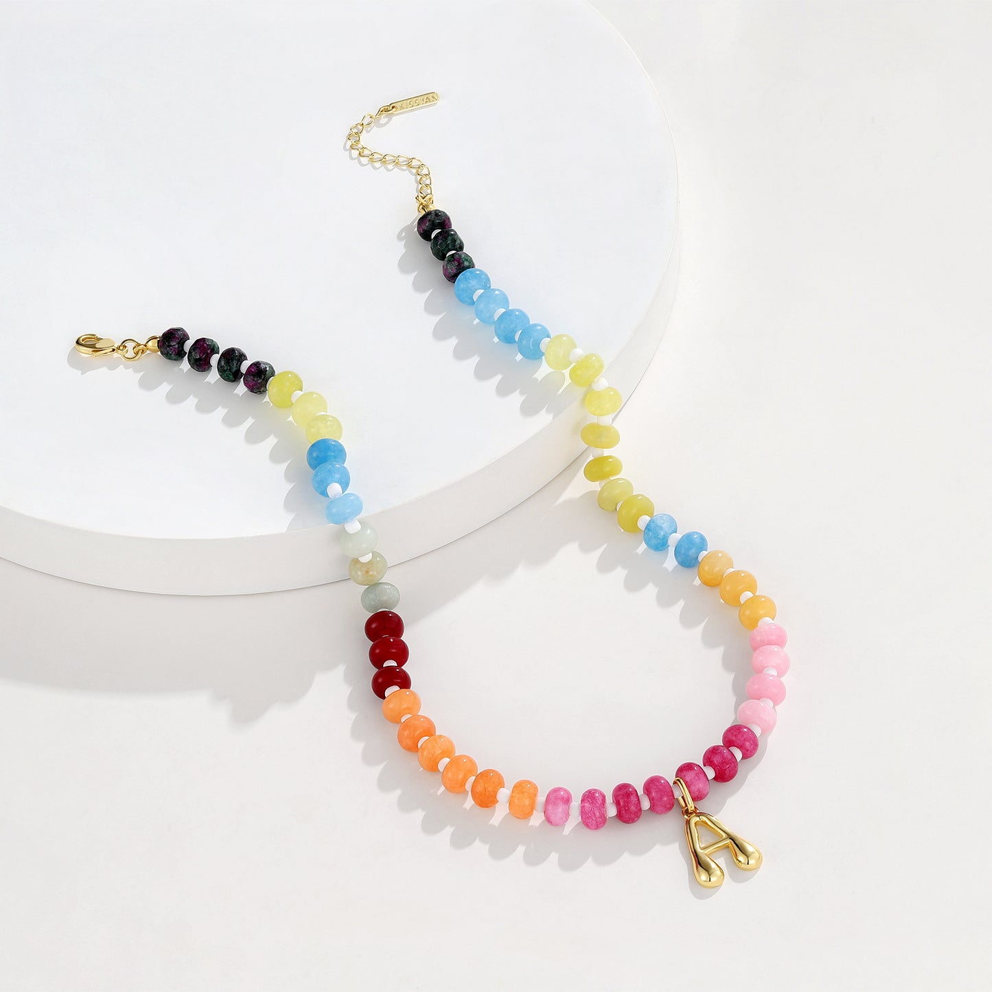 Colorful Beaded Choker Bubble Letter Pendant