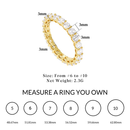 KissYan Dainty Pave Pear or Circle CZ Eternity Thick Chunky Band Ring for Women