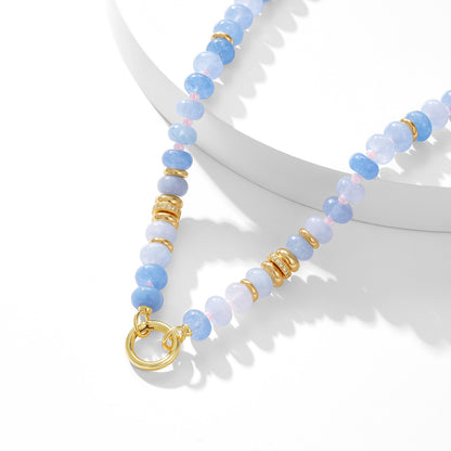 Beaded Boho Choker Natural Stone Gold Clasp Beach Gift