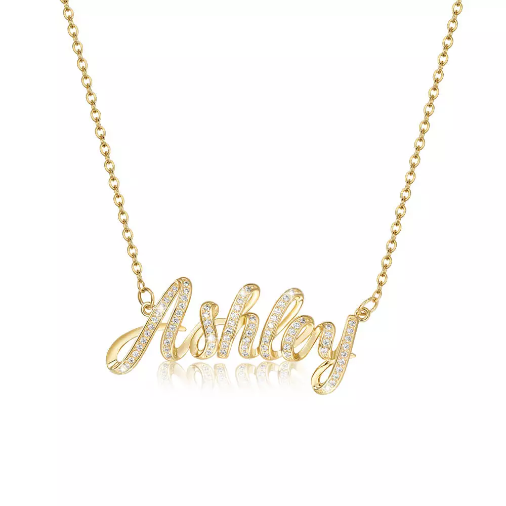 Sterling Silver Dimensional Name Necklace