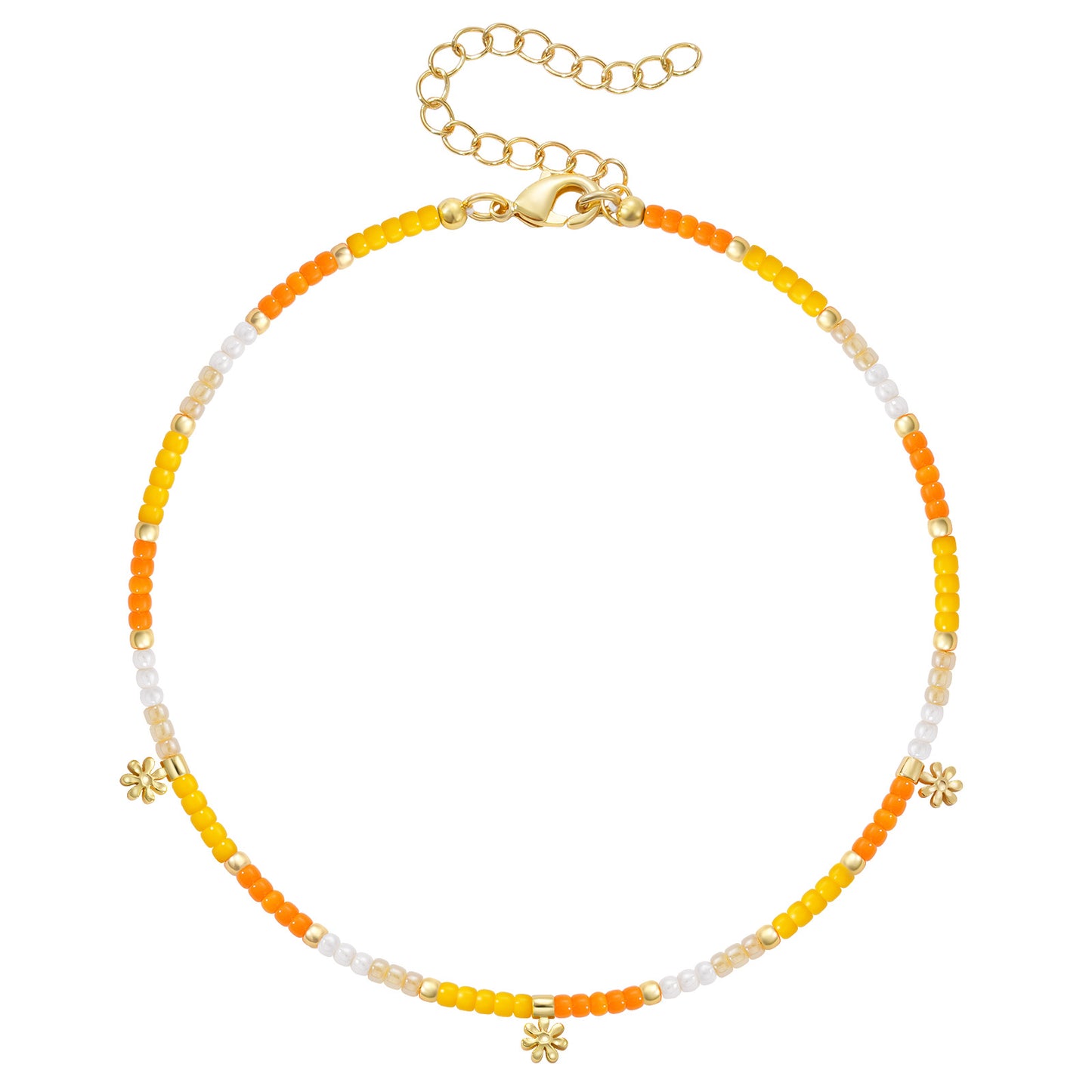 Beaded Ankle Bracelet with Charm, Waterproof Gift for Women