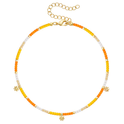 Beaded Ankle Bracelet with Charm, Waterproof Gift for Women