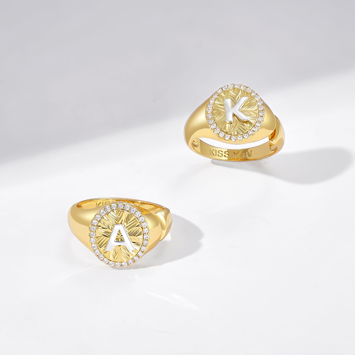14k Gold Plate Initial  Adjustable Letter Ring