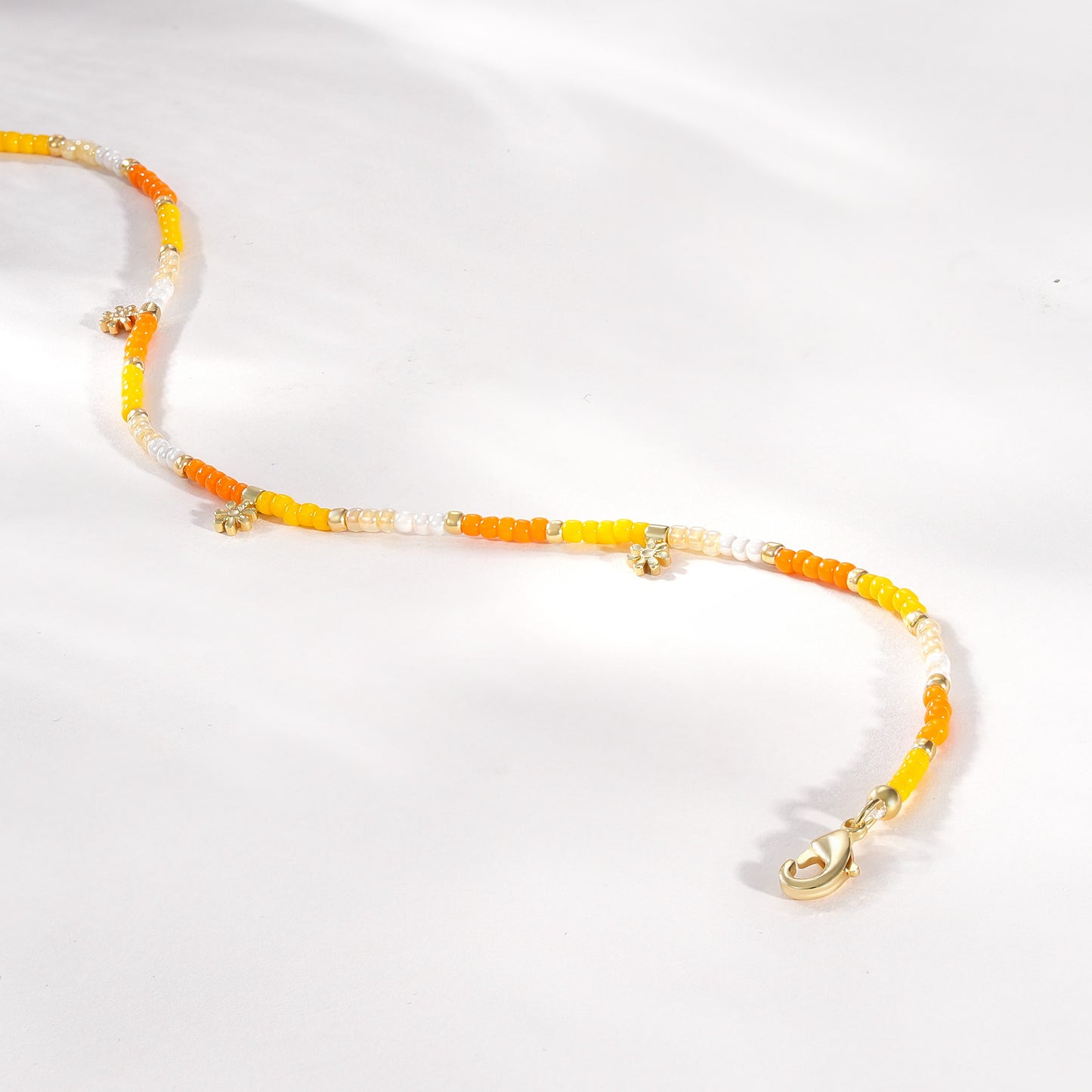Beaded Ankle Bracelet with Charm, Waterproof Gift for Women