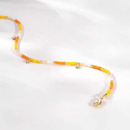 Beaded Ankle Bracelet with Charm, Waterproof Gift for Women