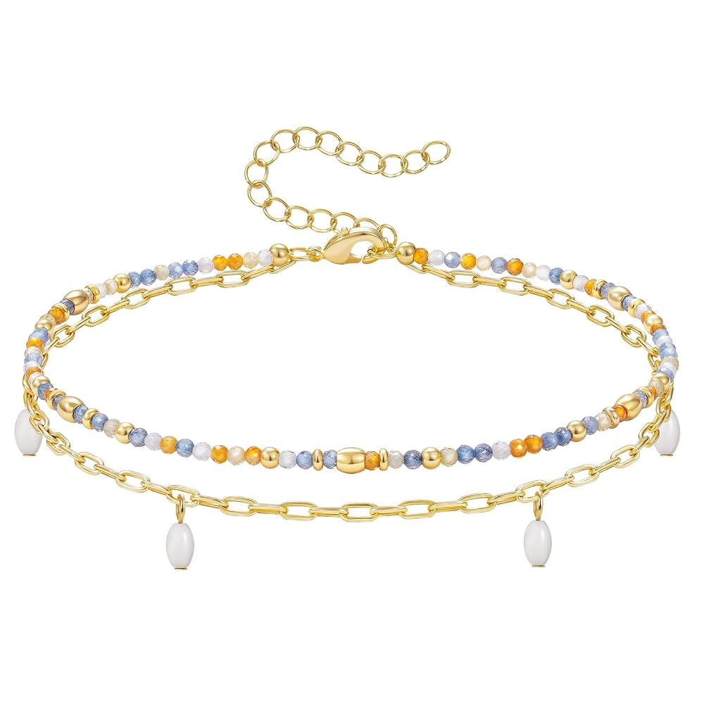 Layered Beaded Ankle Bracelets