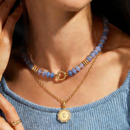 Beaded Boho Choker Natural Stone Gold Clasp Beach Gift