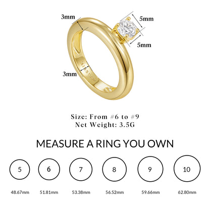 KissYan Dainty Pave Pear or Circle CZ Eternity Thick Chunky Band Ring for Women