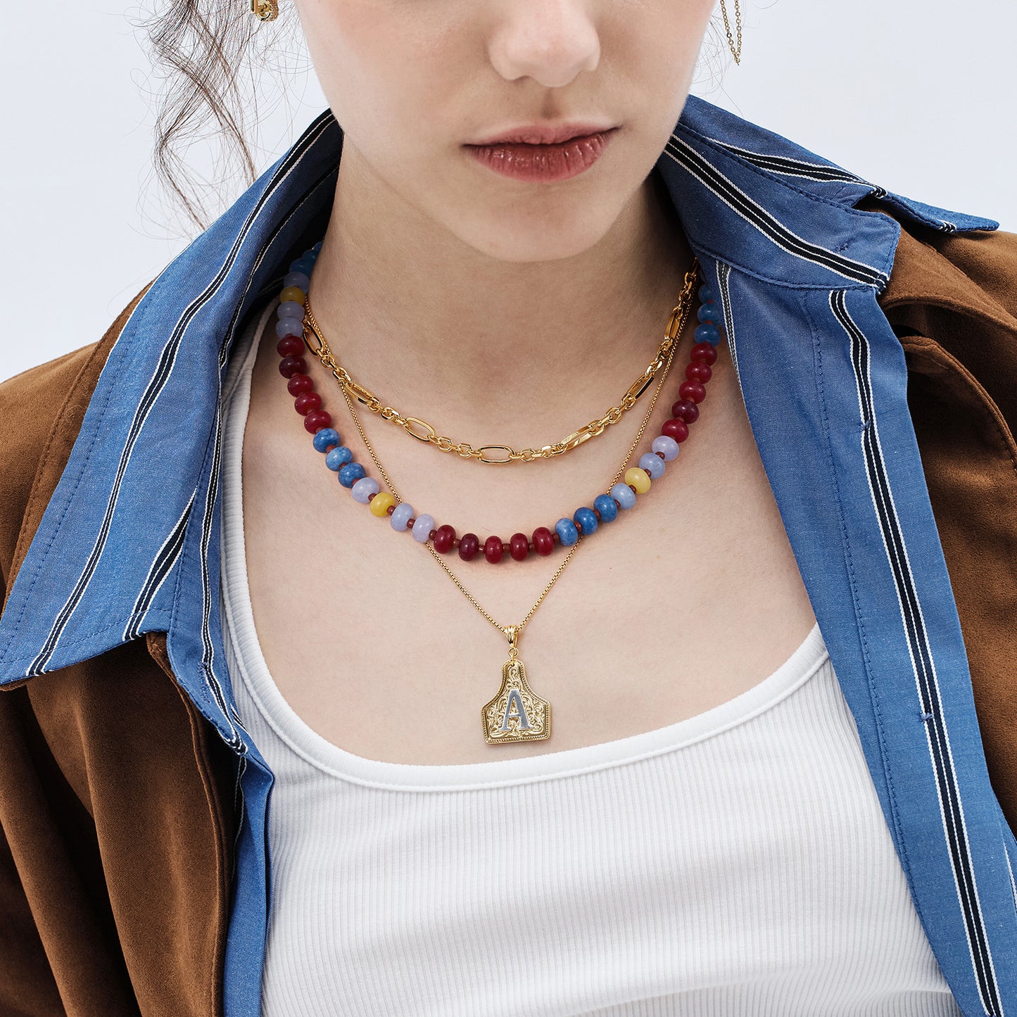Colorful Beaded Boho Choker Natural Stone Necklaces