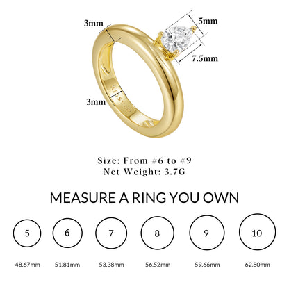 KissYan Dainty Pave Pear or Circle CZ Eternity Thick Chunky Band Ring for Women