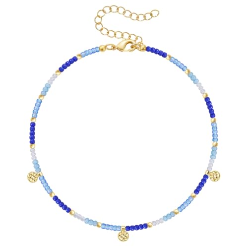 Beaded Ankle Bracelet with Dangling Charm