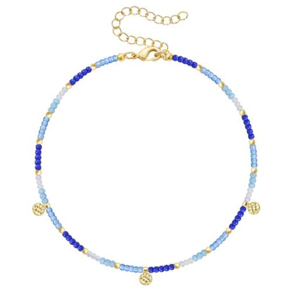 Beaded Ankle Bracelet with Dangling Charm