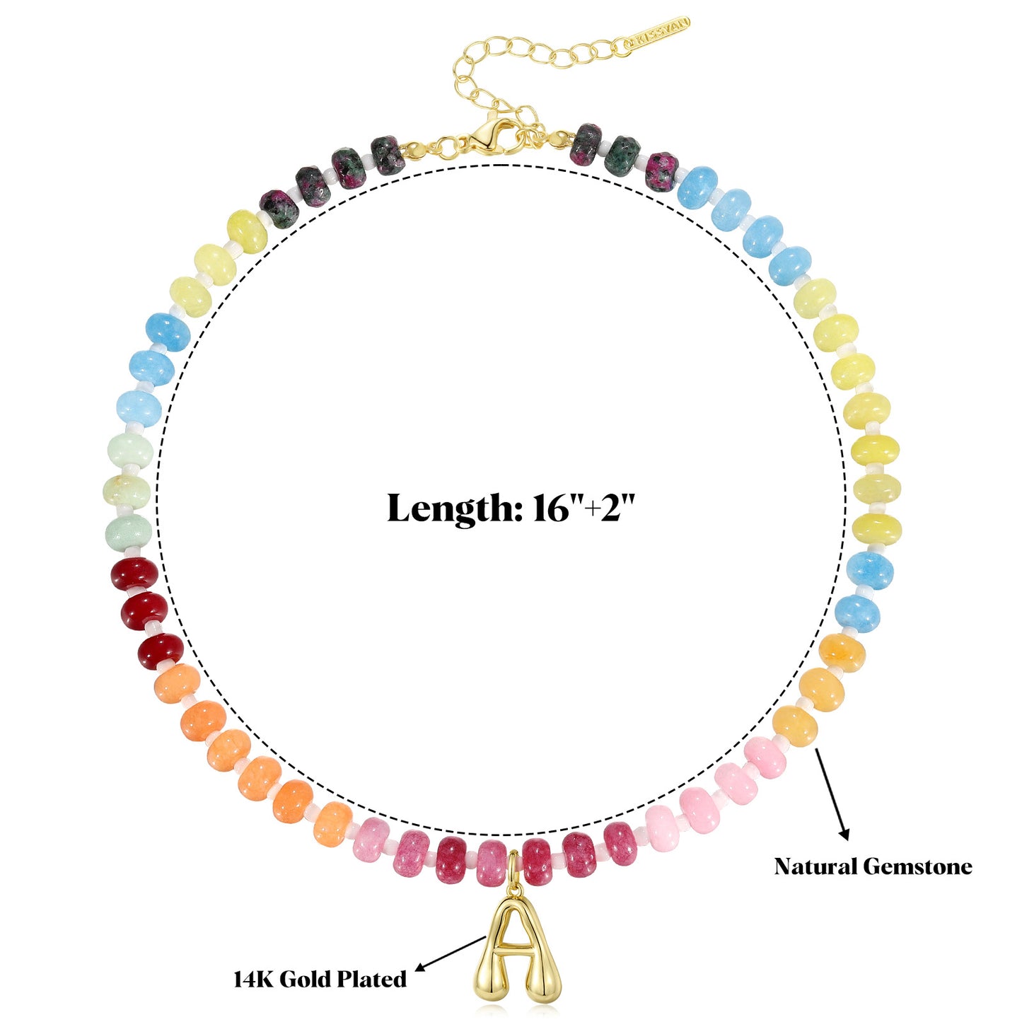 Colorful Beaded Choker Bubble Letter Pendant