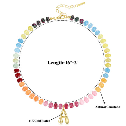 Colorful Beaded Choker Bubble Letter Pendant