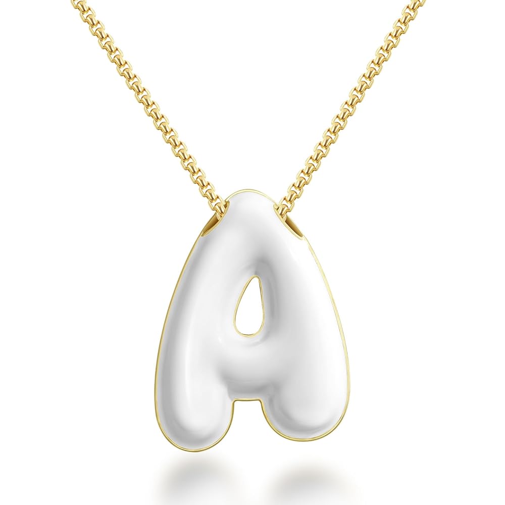 Bubble Letter Colorful Enamel Initial Necklace