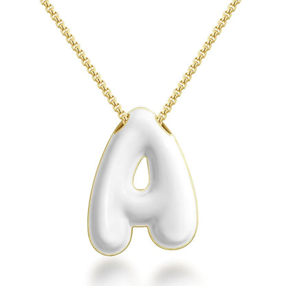 Bubble Letter Colorful Enamel Initial Necklace