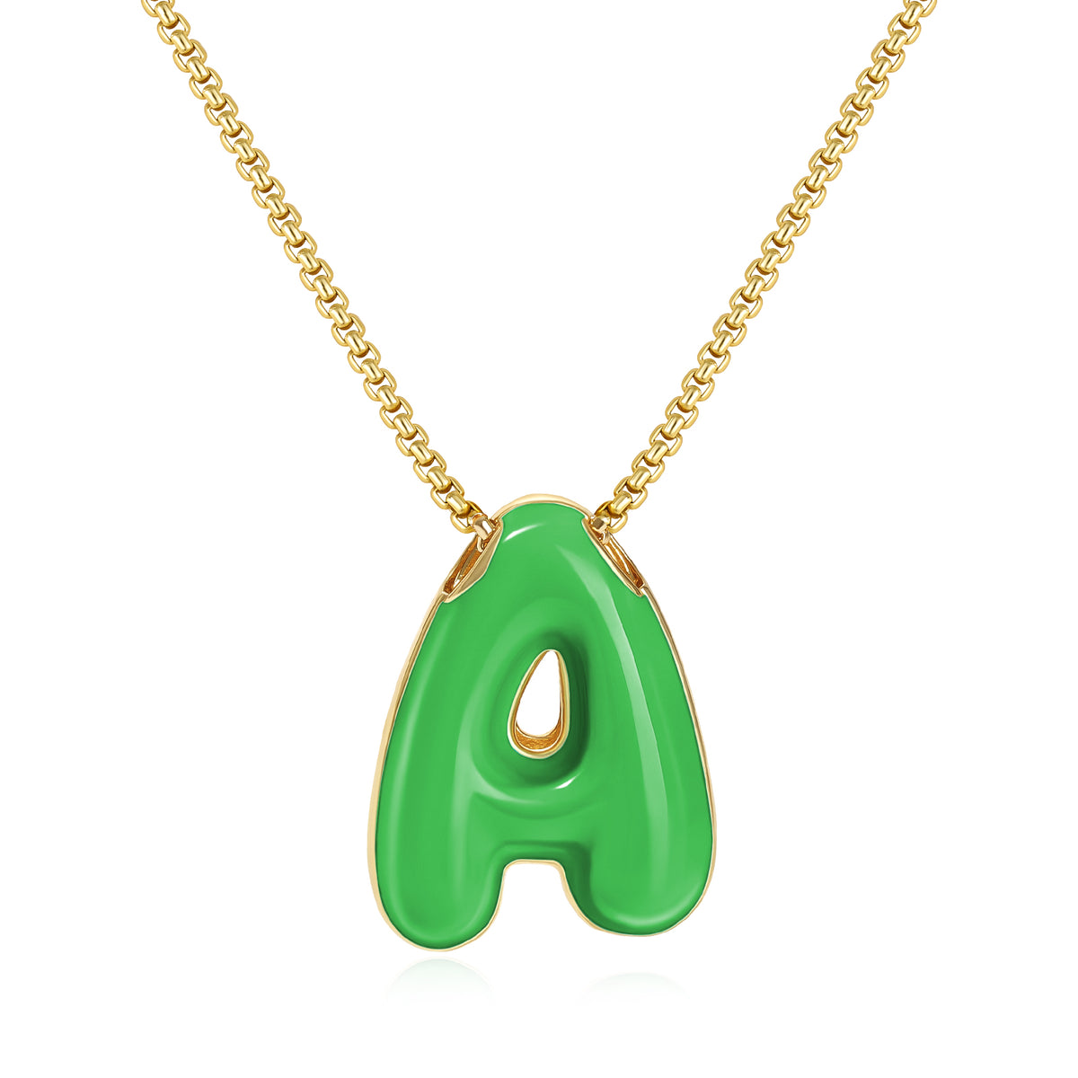 Bubble Letter Colorful Enamel Initial Necklace
