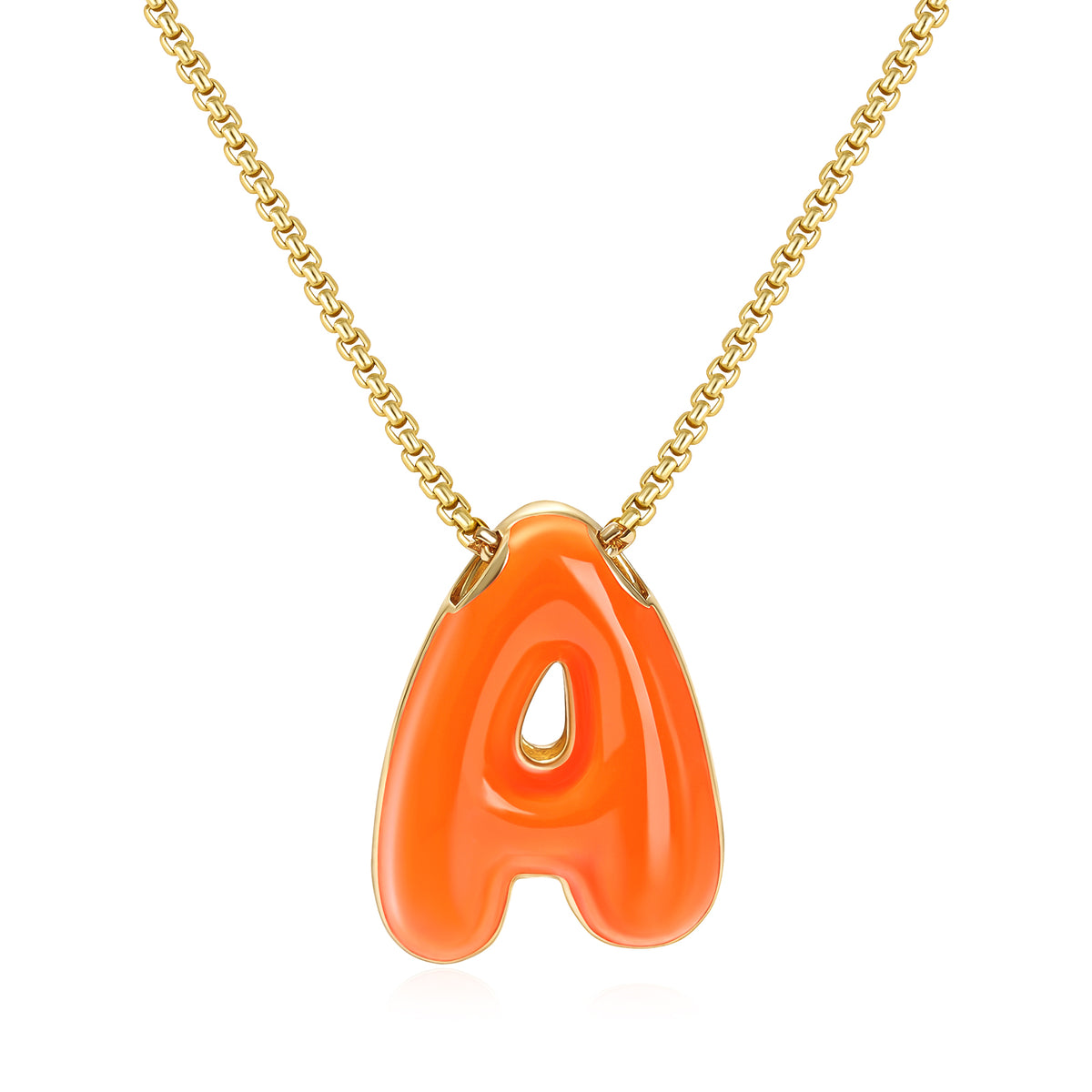 Bubble Letter Colorful Enamel Initial Necklace