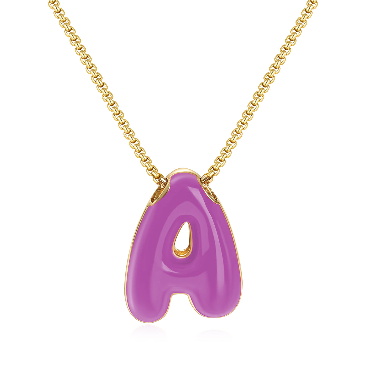Bubble Letter Colorful Enamel Initial Necklace