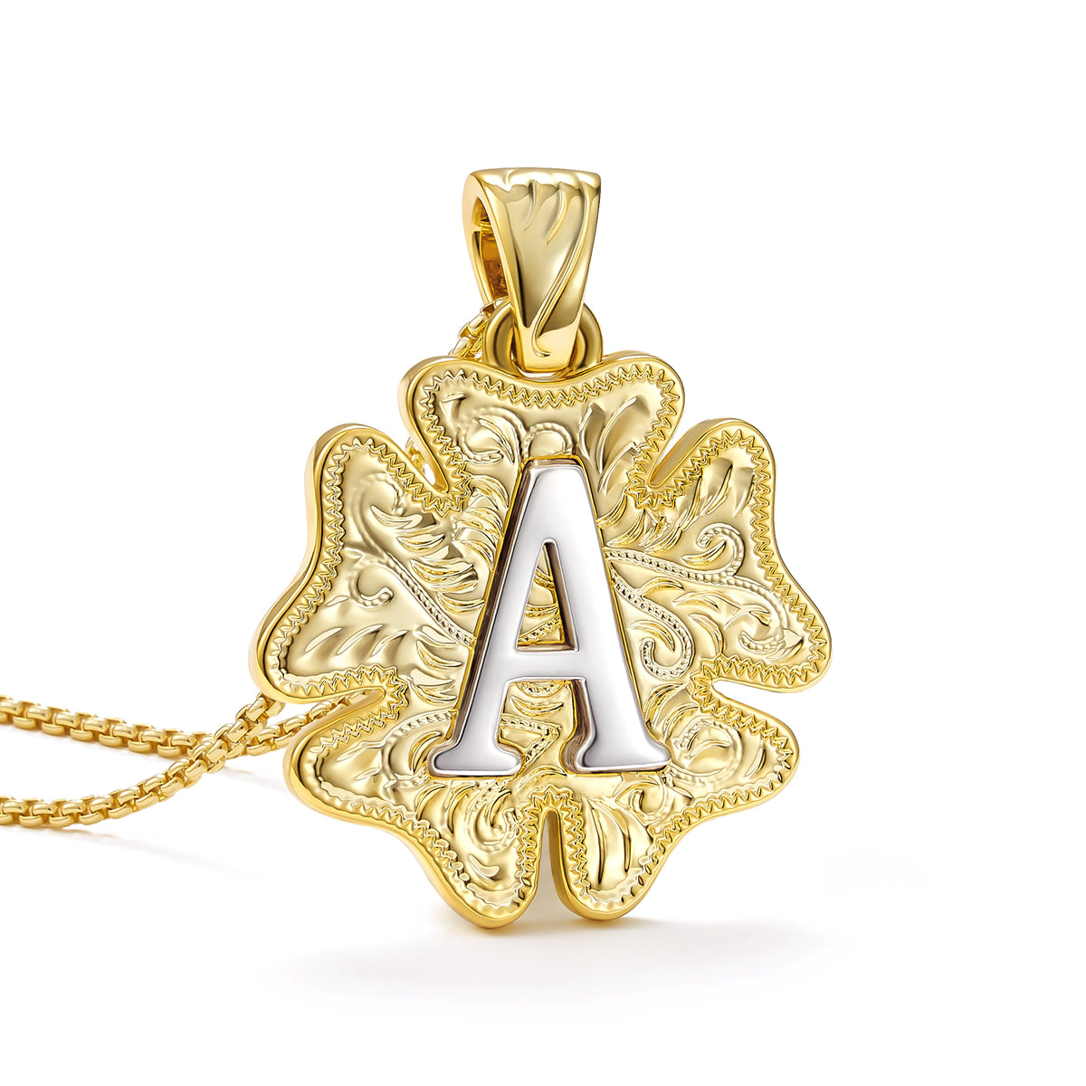 Flower Pendant Initial Necklace