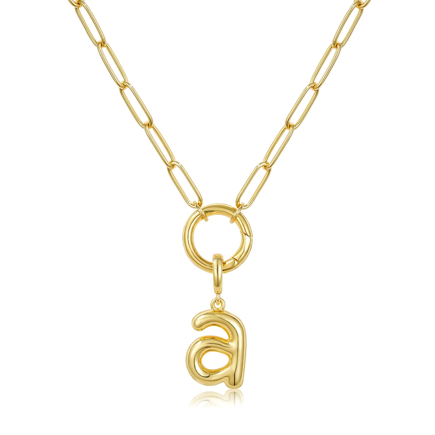 Gold Plated Initial Necklace with Removable Balloon Letter Pendant