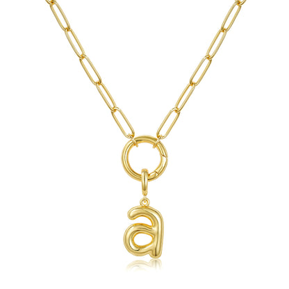Gold Plated Initial Necklace with Removable Balloon Letter Pendant