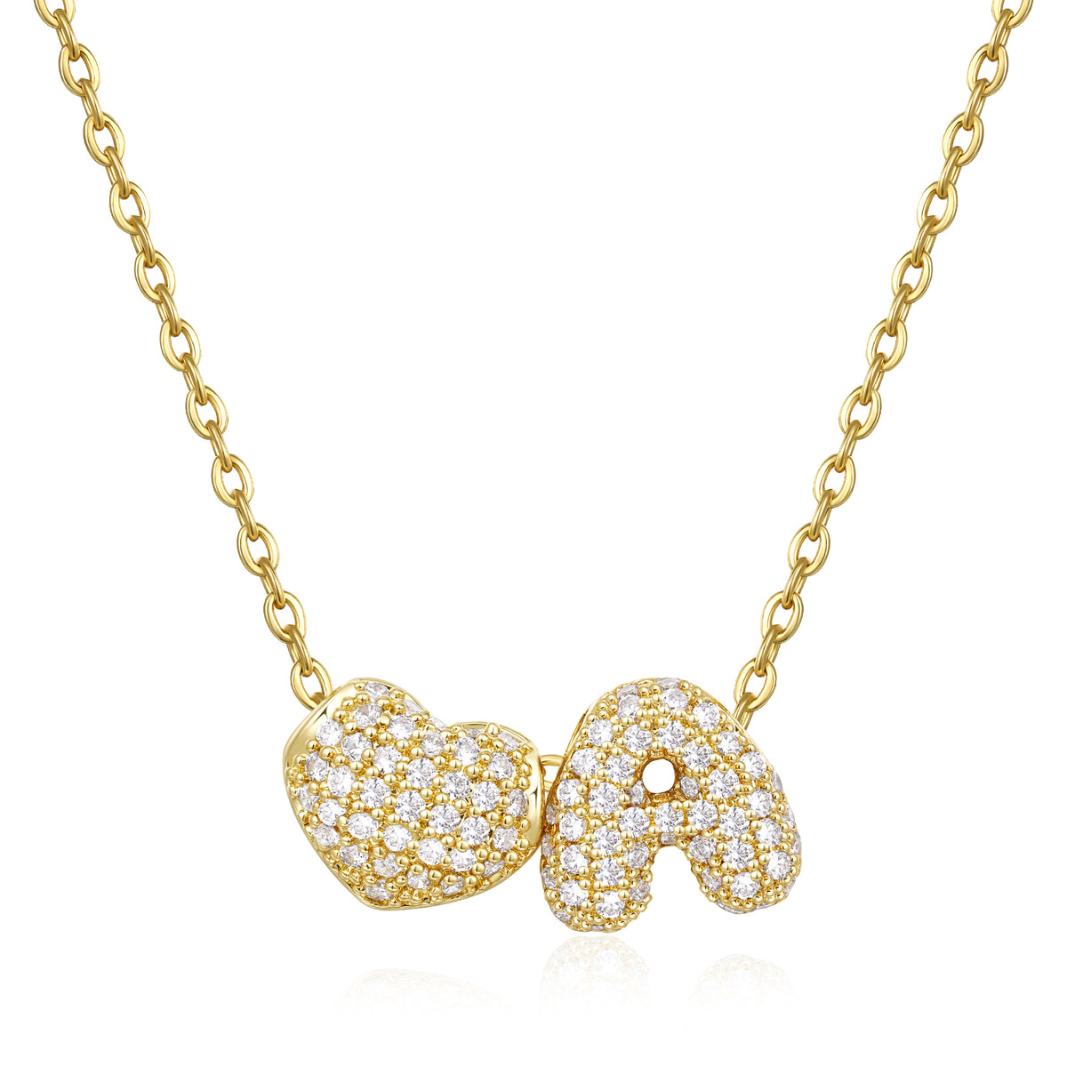Bubble Heart Initial Necklaces