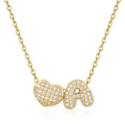 Bubble Heart Initial Necklaces