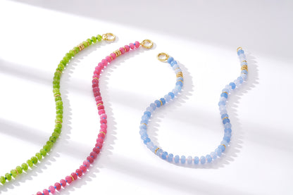 Beaded Boho Choker Natural Stone Gold Clasp Beach Gift