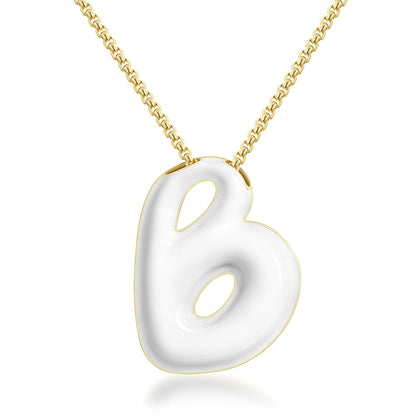 Bubble Letter Colorful Enamel Initial Necklace